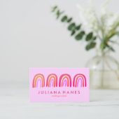 Carte De Visite Chic Arcs-en-ciel rose simple (Debout devant)