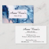 Carte De Visite Chic artistique bleu abstrait de salon et de spa (Devant / Derrière)