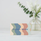 Carte de visite chic avec code QR à rayures vagues (Debout devant)