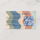 Carte de visite chic avec code QR à rayures vagues (Dos)