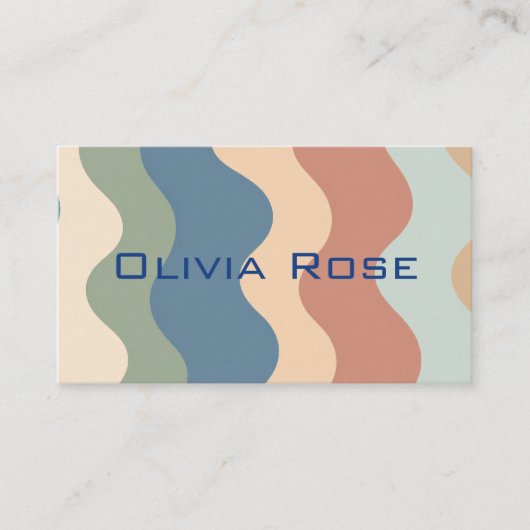 Carte de visite chic avec code QR à rayures vagues (Devant)