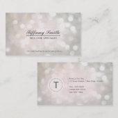 Carte de visite chic avec effet bokeh blanc scinti (Devant / Derrière)