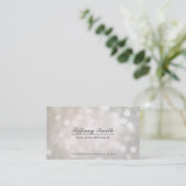 Carte de visite chic avec effet bokeh blanc scinti (Debout devant)