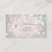 Carte de visite chic avec effet bokeh blanc scinti (Dos)