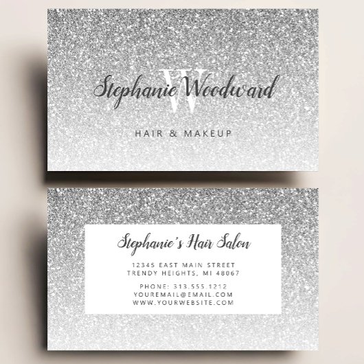 Carte de visite chic avec monogramme et ombre arge