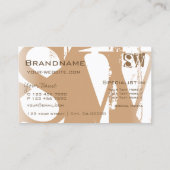 Carte De Visite Chic beige et blanc avec initiales élégant (Dos)