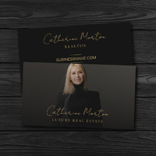 Carte De Visite Chic Black and Gold Luxury Real Estate
