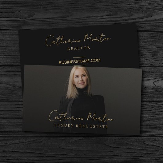 Carte De Visite Chic Black and Gold Luxury Real Estate