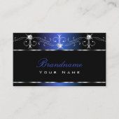 Carte De Visite Chic Black Blue Squigles Ornements Bijoux étincela (Devant)