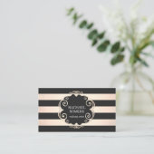 Carte De Visite Chic Black et Rose Gold Striped Beauty - pas de br (Debout devant)
