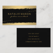 Carte De Visite Chic Black Gold brossé (Devant / Derrière)