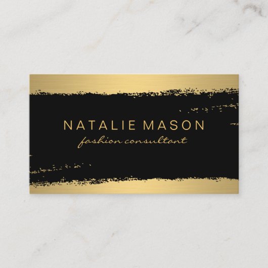 Carte De Visite Chic Black Gold brossé (Devant)
