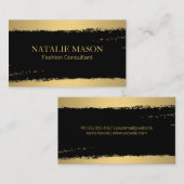 Carte De Visite Chic Black Gold brossé (Devant / Derrière)