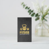 Carte De Visite Chic Black Gold Fitness Trainer Kettlebell Barbell (Debout devant)
