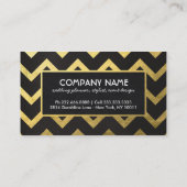 Carte De Visite Chic Black Gold Foil Chevron Wave Stripes Motif (Dos)