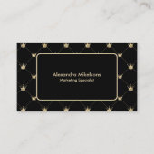 Carte De Visite Chic Black Gold Minimal Crown Pattern (Devant)