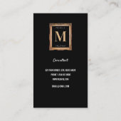 Carte De Visite Chic Black & Gold Monogram Professionnel (Dos)