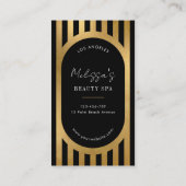 Carte De Visite Chic Black & Gold Stripes Social Media QR Code (Dos)
