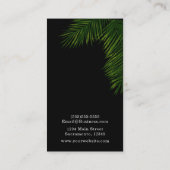 Carte De Visite Chic Black Tropical Green Palm Tree Leaf (Dos)