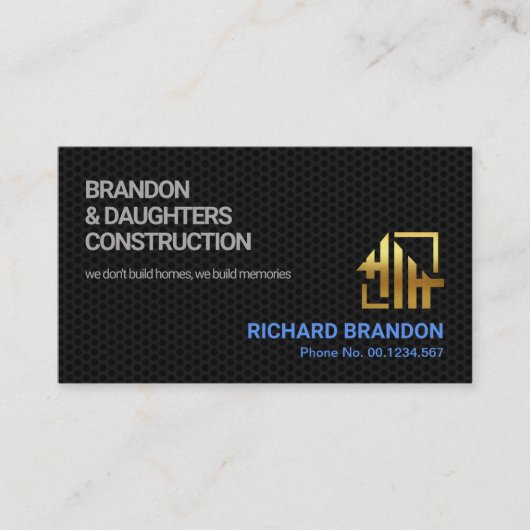 Carte De Visite Chic Black Wire Mesh, femme entrepreneur Handyman (Devant)