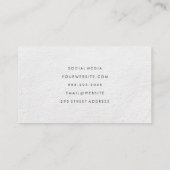 Carte De Visite Chic Blanc Bleu Motif Faux Métallo Or (Dos)