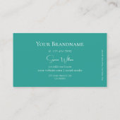 Carte De Visite Chic blanc clair et Turquoise avec logo profession (Dos)