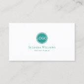 Carte De Visite Chic blanc clair et Turquoise avec logo profession (Devant)