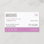 Carte De Visite Chic blanc et rose élégant Simple avec Monogramme (Dos)