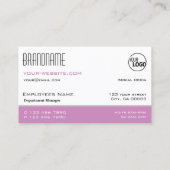 Carte De Visite Chic blanc et rose simple stylo avec logo (Dos)
