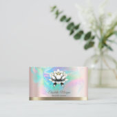 Carte De Visite Chic blanc Lotus Holographic Enk Rose Or (Debout devant)