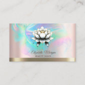 Carte De Visite Chic blanc Lotus Holographic Enk Rose Or (Devant)