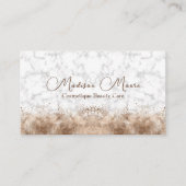 Carte De Visite Chic blanc moderne et marbre Brown (Devant)