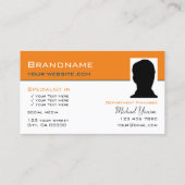 Carte De Visite Chic blanc orange simple avec Monogramme et photo (Dos)