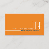 Carte De Visite Chic blanc orange simple avec Monogramme et photo (Devant)