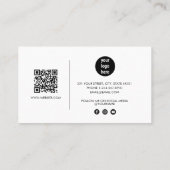 Carte De Visite Chic blanc Signature Script QR Code Médias sociaux (Dos)