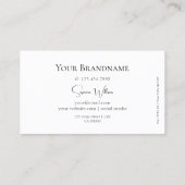 Carte De Visite Chic blanc simple avec Monogram Professional (Dos)