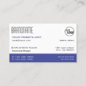 Carte De Visite Chic Bleu Blanc et Noir Simple Style avec logo (Dos)