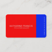 Carte de visite chic bleu et rouge (Dos)