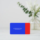 Carte de visite chic bleu et rouge (Debout devant)