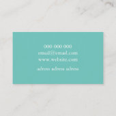 Carte De Visite Chic bleu turquoise et blanc (Dos)