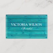 Carte De Visite Chic bleu turquoise et blanc (Devant)
