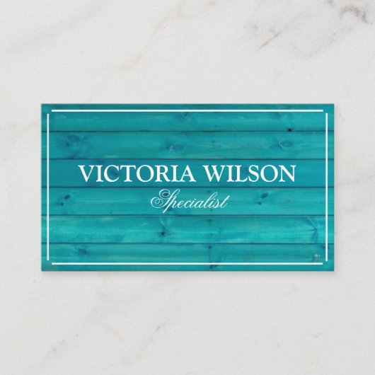 Carte De Visite Chic bleu turquoise et blanc (Devant)