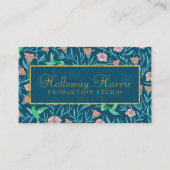 Carte De Visite Chic Blue Hummingbird and Flowers Motif (Devant)