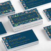 Carte De Visite Chic Blue Hummingbird and Flowers Motif