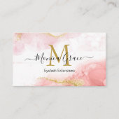 Carte De Visite Chic Blush Marble rose Parties scintillant or Mono (Devant)