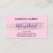 Carte De Visite Chic Blush Pink Gold Confetti Lilac Monogramme Nom (Dos)