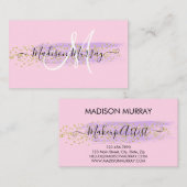 Carte De Visite Chic Blush Pink Gold Confetti Lilac Monogramme Nom (Devant / Derrière)
