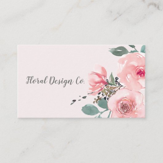 Carte De Visite Chic Blush Rose Aquarelle Floral Professionnel (Devant)