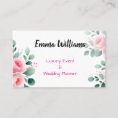 Carte De Visite Chic Blush Rose & Eucalyptus Event Planner (Devant)