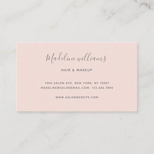Carte De Visite Chic Blush rose moderne Monogramme Signature Scrip (Dos)